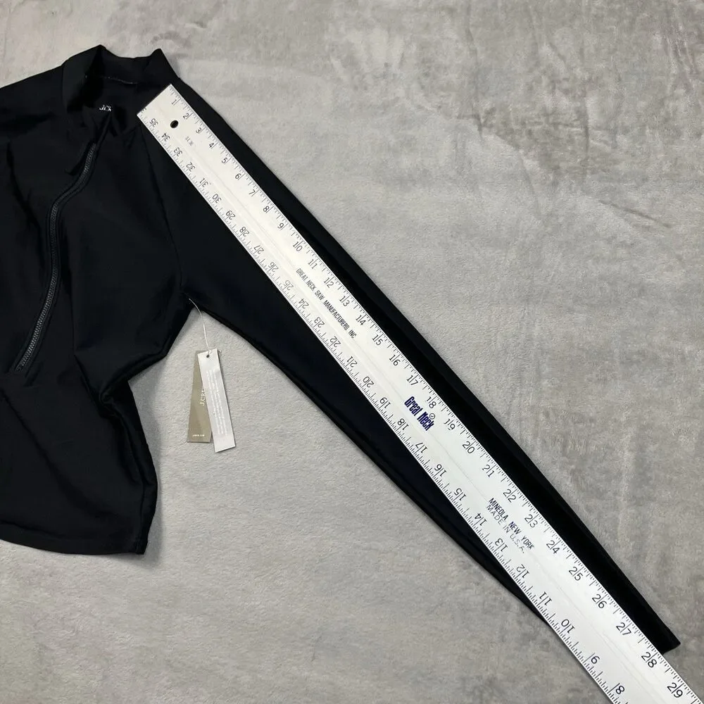 J.Crew Rash Guard Classic Sculpt  Women S Black  Long Sleeve Half Zip Swim CJ741
